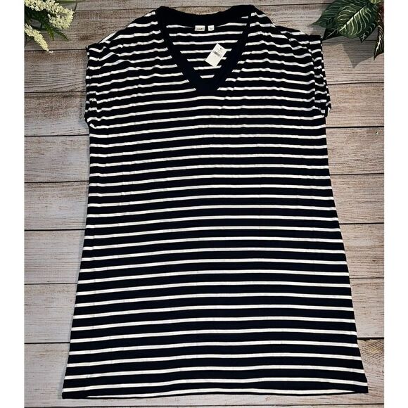 Gap Striped V-Neck T-Shirt Dress (Lg) - Picture 1 of 4
